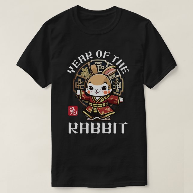 Camiseta Coelho Chinês Cónico Zodiac Ano Lunar (Frente do Design)