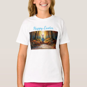 Camiseta Coelho Clássico da Páscoa com Cesta de Ovos de Pás