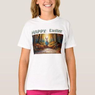 Camiseta Coelho clássico da Páscoa com cesto de ovos de Pás