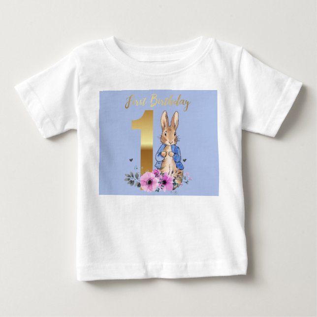 Camiseta Coelho clássico Primeiro aniversário (Frente)