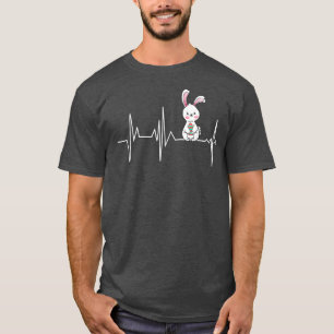 Camiseta Coelho Coelhinho Coelho páscoa Batido Cardíaco Bat