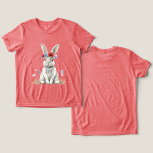 Camiseta Coelho Coelhinho Flores de Papoula Vermelha
