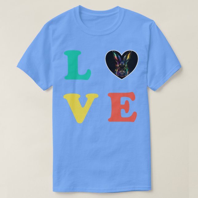Camiseta Coelho Colorido Amor  (Frente do Design)