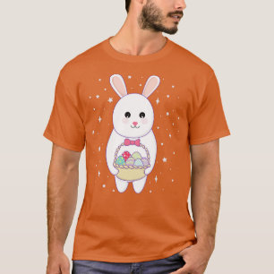 Camiseta Coelho com cesto de ovo de Páscoa