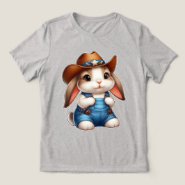 Camiseta Coelho com Fantasia de Cowboy com Chapéu e Macacão