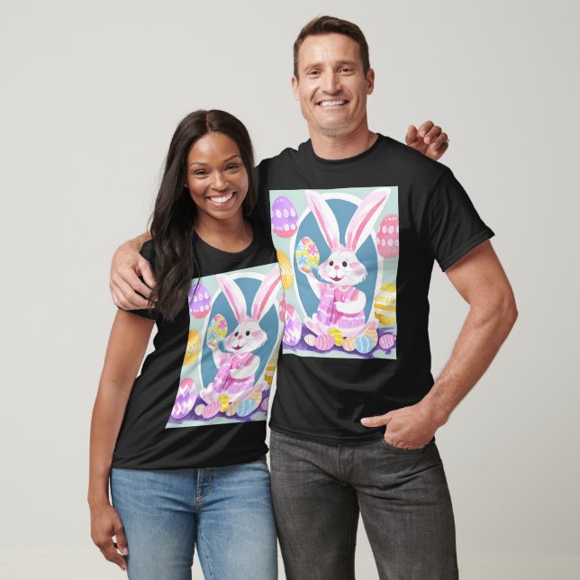 Camiseta coelho com ovos de Páscoa (Unissex)
