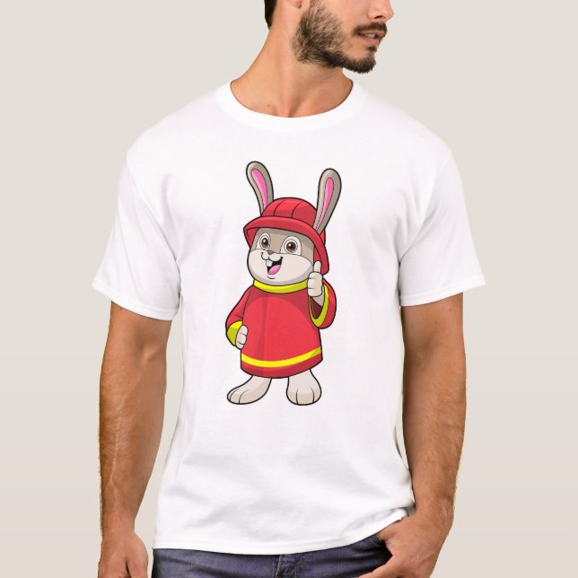 Camiseta Coelho como Bombeiro com Capacete (Frente)