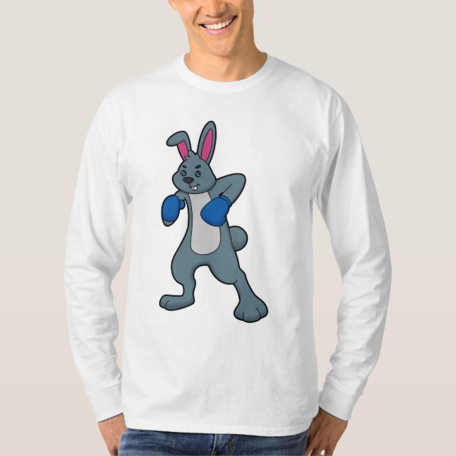 Camiseta Coelho como boxer com luvas in a box (Frente)