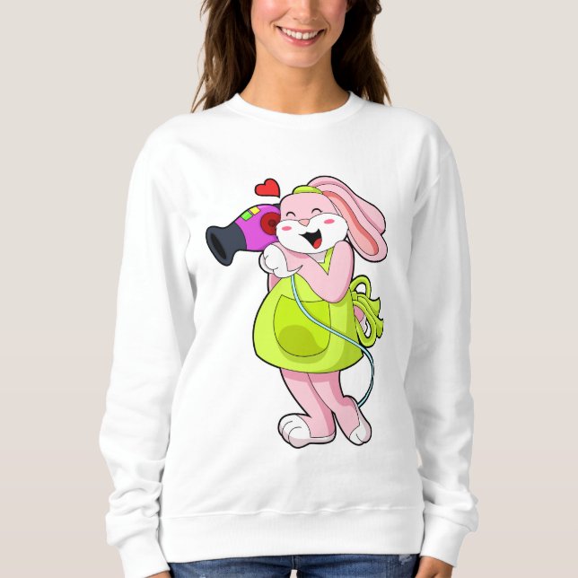 Camiseta Coelho como cabeleireiro com secador de cabelo (Frente)