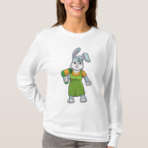 Camiseta Coelho como cabeleireiro com secador de cabelo