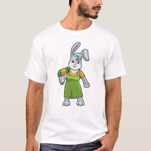 Camiseta Coelho como cabeleireiro com secador de cabelo