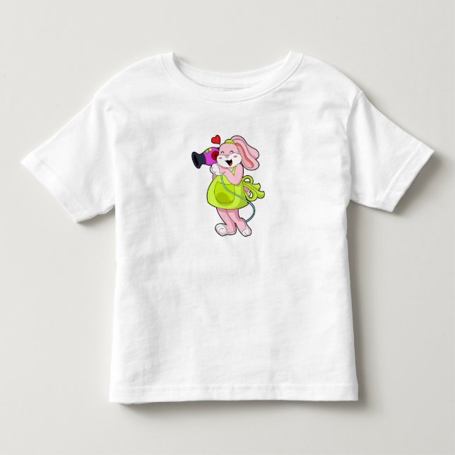 Camiseta Coelho como Cabelereiro com Secador de Cabelo (Frente)