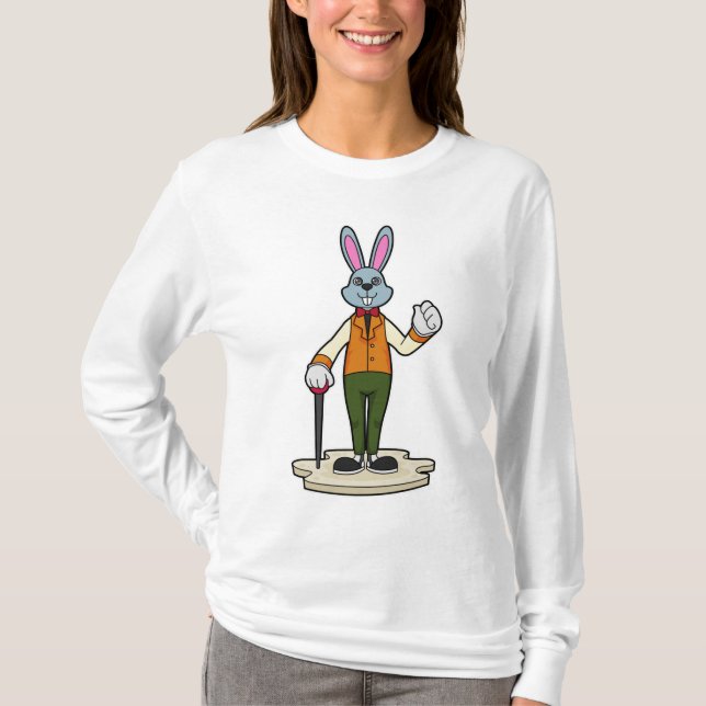 Camiseta Coelho como cavalheiro com Cana (Frente)
