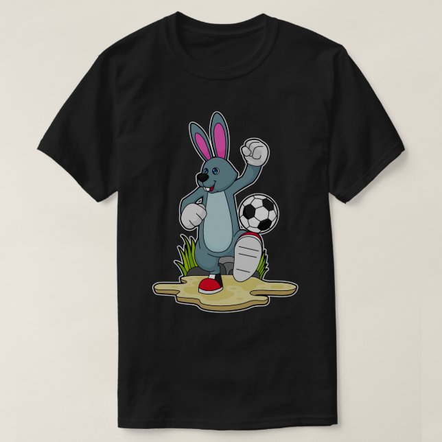 Camiseta Coelho como jogador com futebol (Frente do Design)