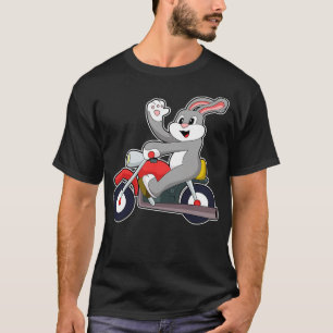 Camiseta Coelho como Motociclista com Motocicleta