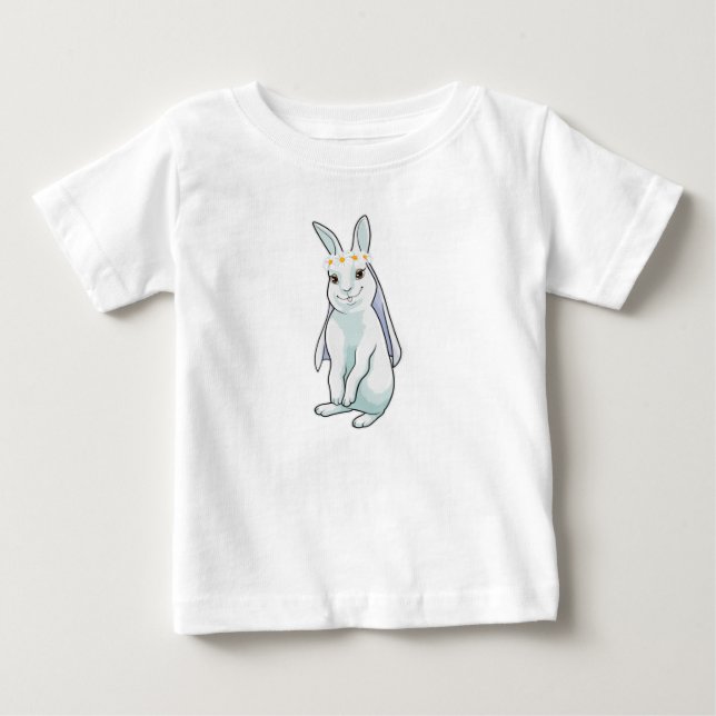 Camiseta Coelho como Noiva com Grinalda de flores (Frente)