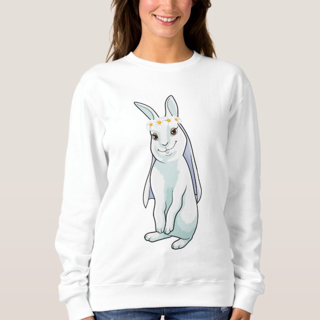 Camiseta Coelho como Noiva com Grinalda de flores (Frente)