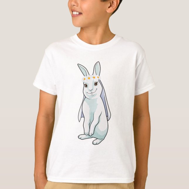 Camiseta Coelho como Noiva com Grinalda de flores (Frente)