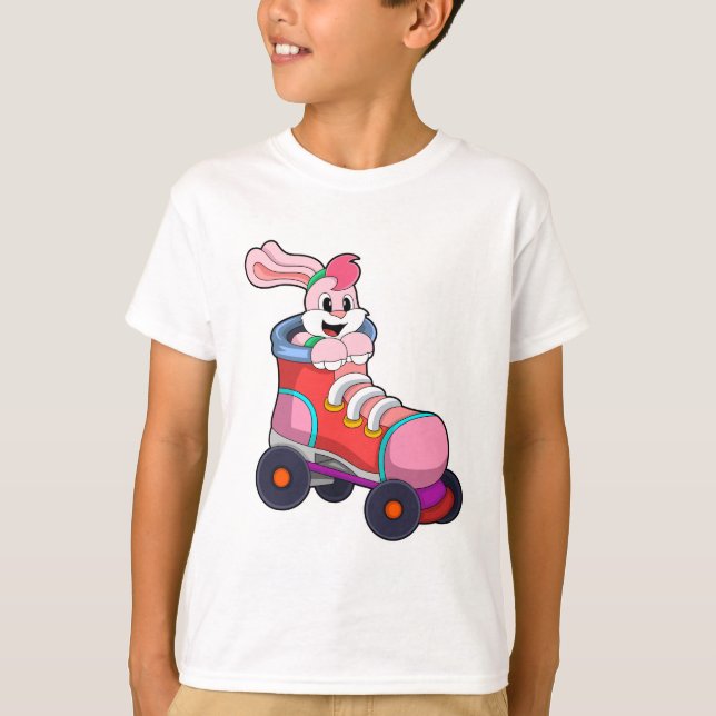 Camiseta Coelho como Skater Inline com Skates Inline (Frente)