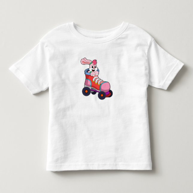 Camiseta Coelho como Skater Inline com Skates Inline (Frente)