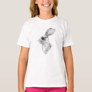 Camiseta Coelho. Cor de água branca e preta