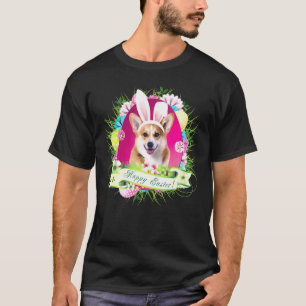 Camiseta Coelho Corgi Galês Cachorro Feliz Dia de Páscoa Ca