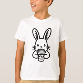 Camiseta Coelho Curioso com Xícara de Café