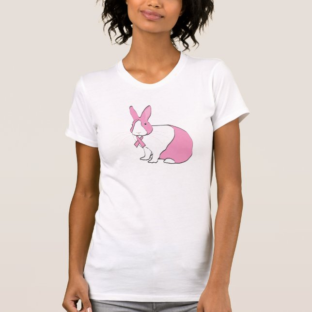 CAMISETA COELHO DA CONSCIÊNCIA DO CANCRO DA MAMA (Frente)