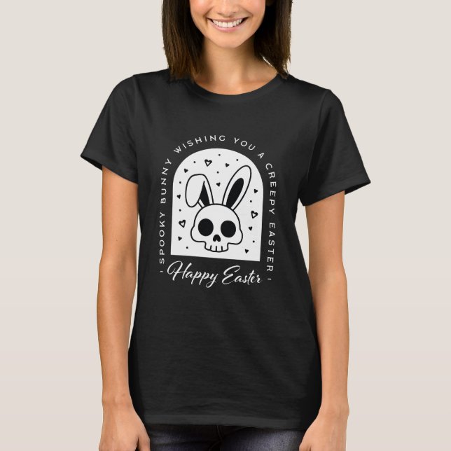 Camiseta Coelho da Páscoa assustadoramente feliz crânio est (Frente)