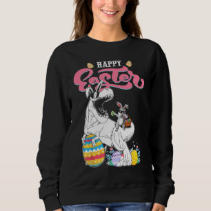Camiseta Coelho da Páscoa Feliz Dinossauro Ovo Orelhas de C