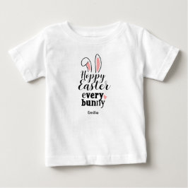 Camiseta Coelho da Páscoa Feliz Nome Personalizado