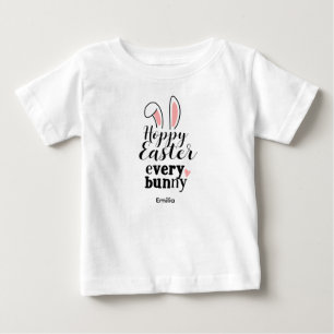 Camiseta Coelho da Páscoa Feliz Nome Personalizado