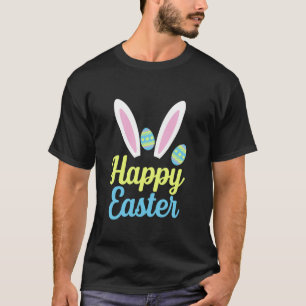 Camiseta Coelho da Páscoa feliz ovos da Páscoa orelhas de c