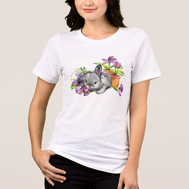 Camiseta Coelho da Páscoa Floral de Aquarela | Feriados (Frente)