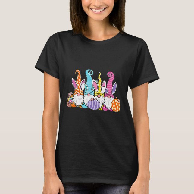 Camiseta Coelho da Páscoa Gnome da Primavera Caça aos Ovos  (Frente)