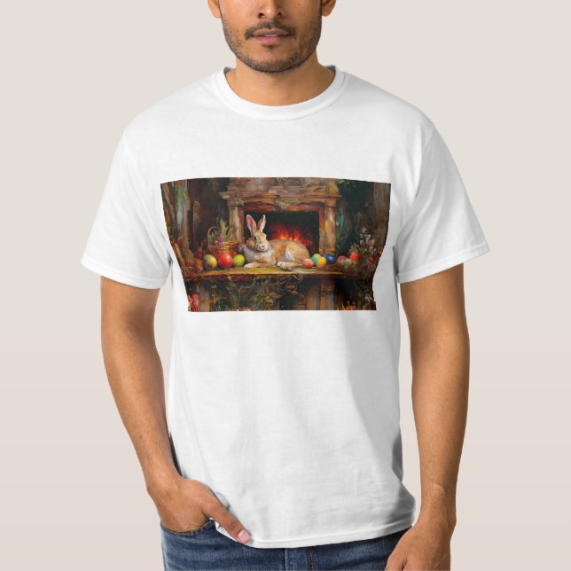 Camiseta Coelho da Páscoa Ovos da Páscoa coloridos  (Frente)