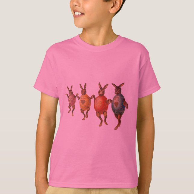 Camiseta Coelho da Páscoa Ovos Dançantes (Frente)
