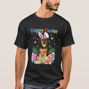 Camiseta Coelho da Páscoa Pastor Alemão Com Ovos da Páscoa