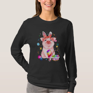 Camiseta Coelho da Páscoa Porco da Primavera laço Cesta de