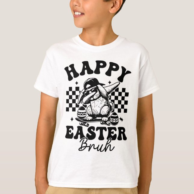 Camiseta Coelho Dabbing Páscoa Bruh Feliz Páscoa Bruh  (Frente)