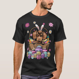 Camiseta Coelho Dachshund Cachorro Feliz Dia de Páscoa Aman