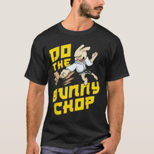 Camiseta Coelho de Ação de Chop de Karatê Pun Artes Marciai