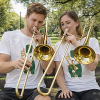 Coelho de Banda Marcial Trombone Verde Dourado