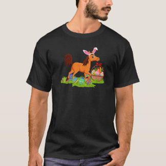 Camiseta Coelho de Caça ao Ovo de Páscoa Cavalo Domingo de 