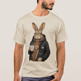 Camiseta Coelho de Café Fofo | Arte de Animal de Coelho Ele