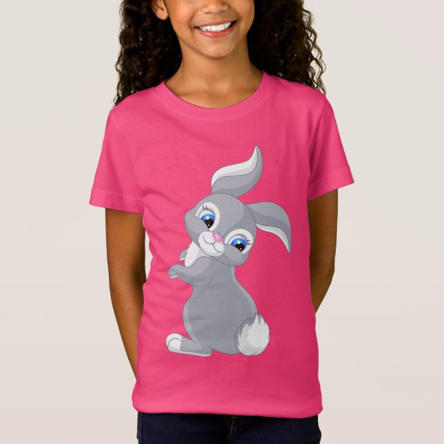 Camiseta Coelho de Cartoon Bonito (Frente)