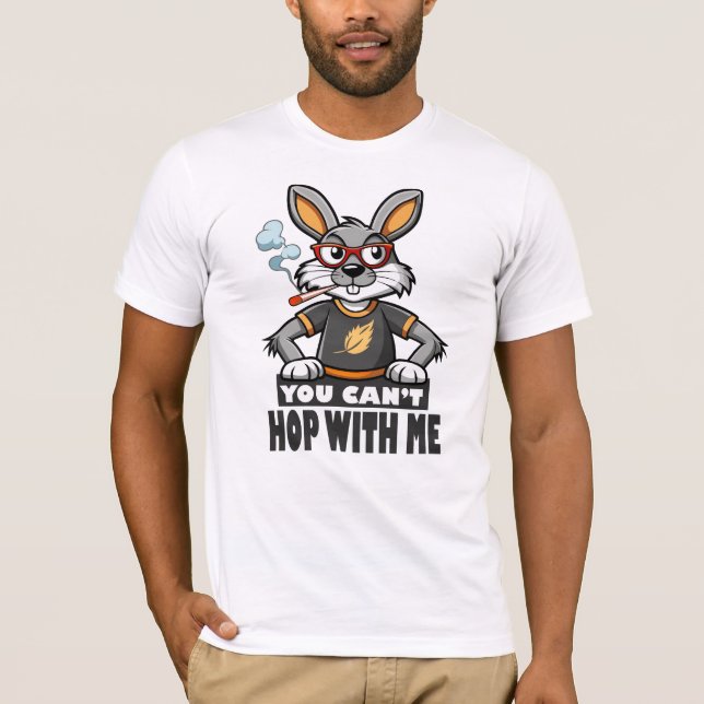 Camiseta Coelho de Cartoon Edgy com Óculos e Cigarro (Frente)