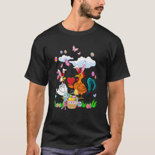 Camiseta Coelho de Casal de Flores Galinhas Dia das Mães Co