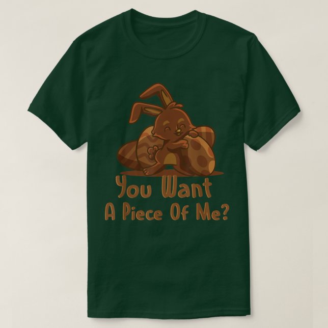 Camiseta Coelho de Chocolate páscoa Engraçado Você Quer Uma (Frente do Design)