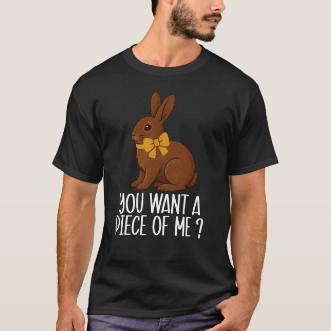 Camiseta Coelho de Chocolate Você Quer um Pedaço de Mim Fun (Frente)